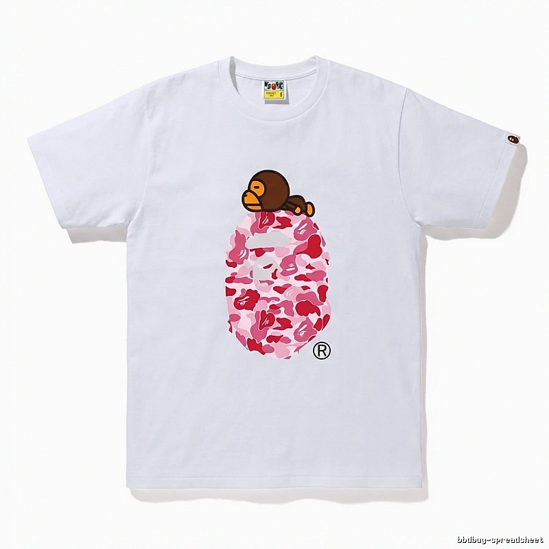 Bape camouflage cartoon-style white T-shirt