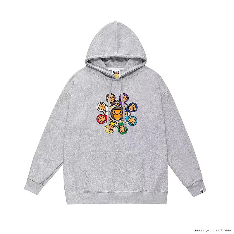 Bape Cartoon Print Grey Hoodie