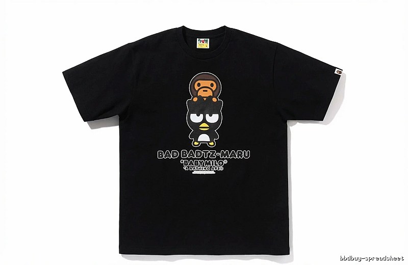 Bape Cartoon Trendy and Cool Style Black T-shirt