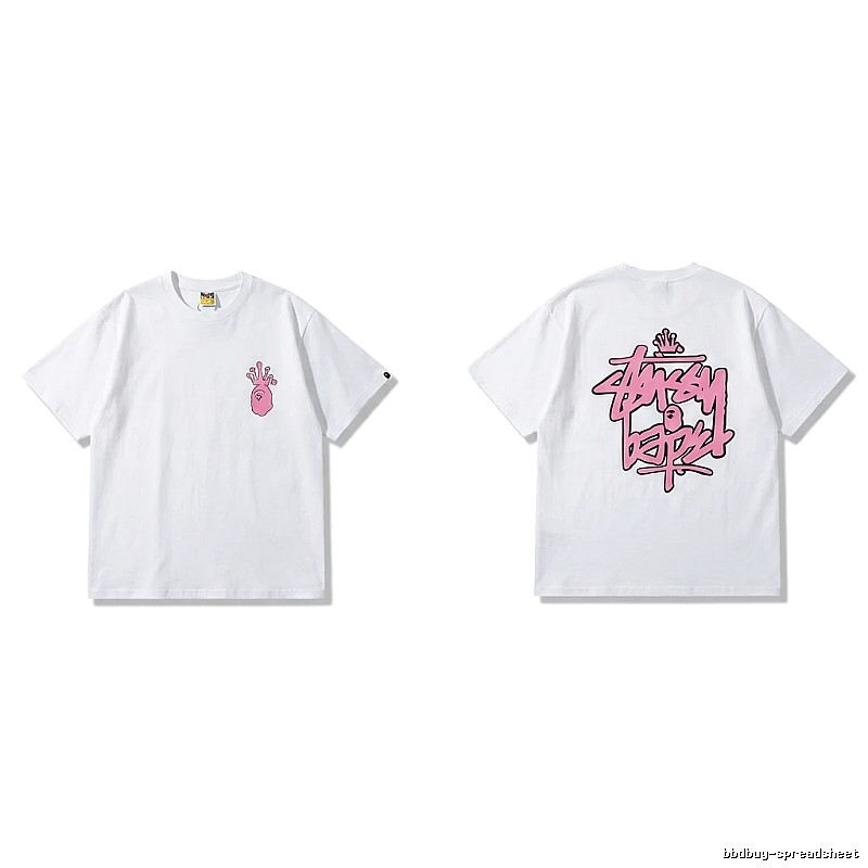 Bape Co-branded Pink Trendy T-shirt