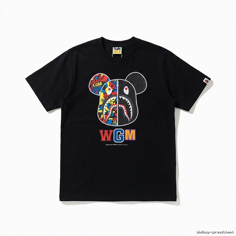 Bape Mickey Shark trendy brand black T-shirt