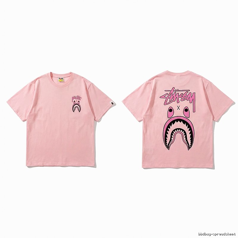 Bape Shark Pink Streetwear Short-sleeve Shirt