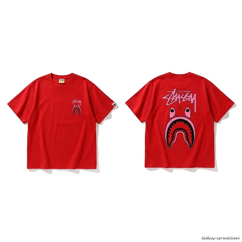 Bape Shark Series Red Trendy T - shirt.