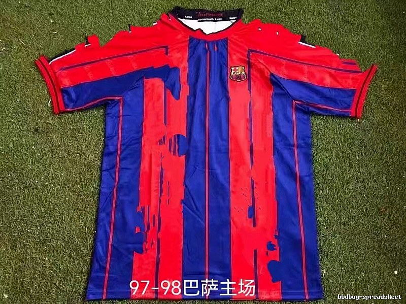 Barcelona Monogram Retro soccer jersey Blue Red Barcelona for Casual Outfits