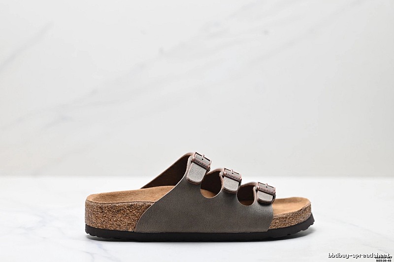 BIRKENSTOCK Three-Buckle Casual Grey Slides