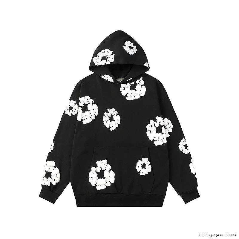 Black Bold Flower Pullover Hoodie