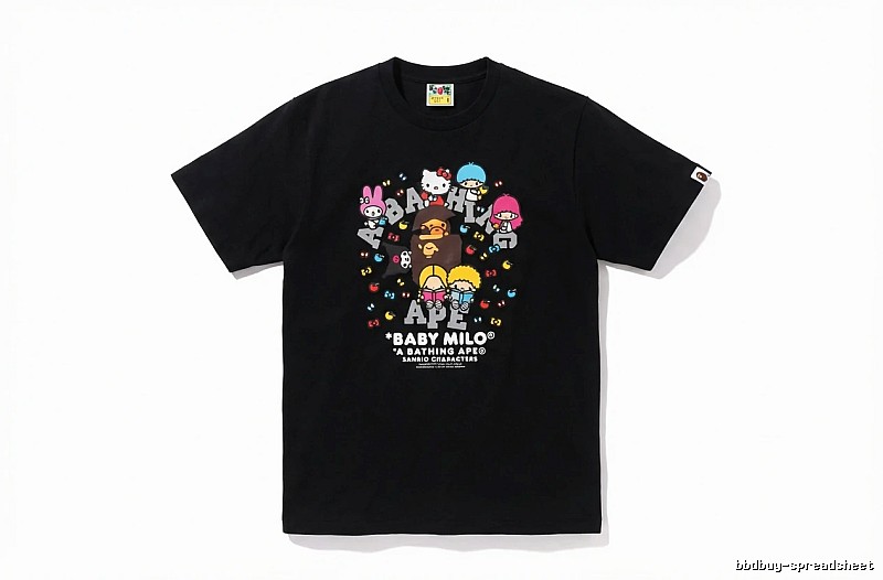 Black T-shirt with Bape cartoon prints