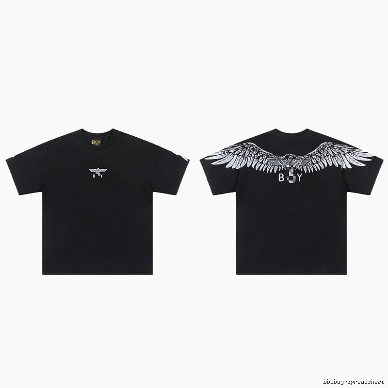 BOY Wing Print Street Style Black Short-sleeve T-shirt