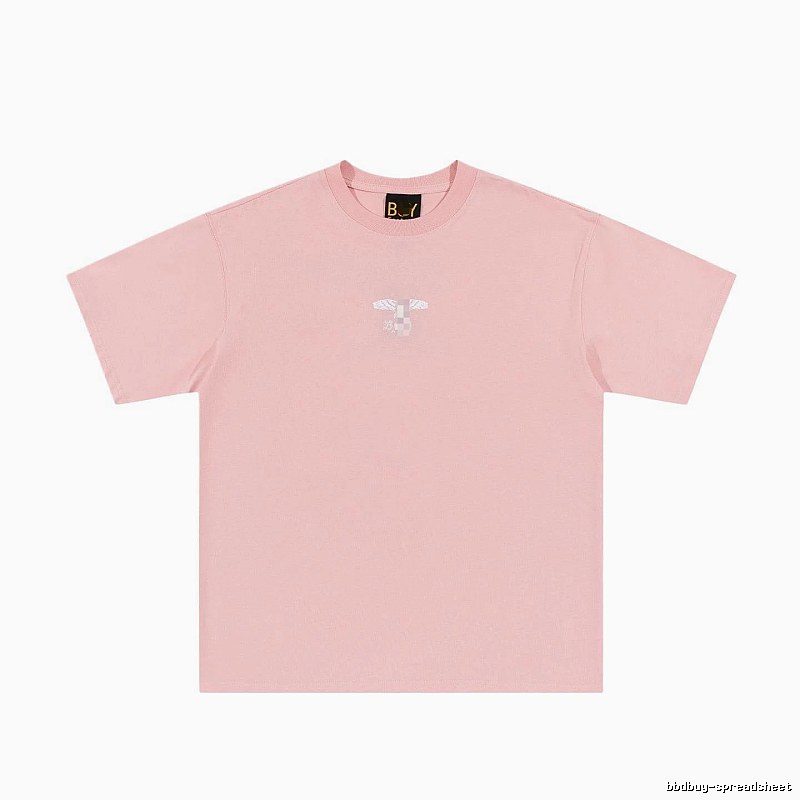BOY Wing Print Street-style Pink Short Sleeve T-Shirt