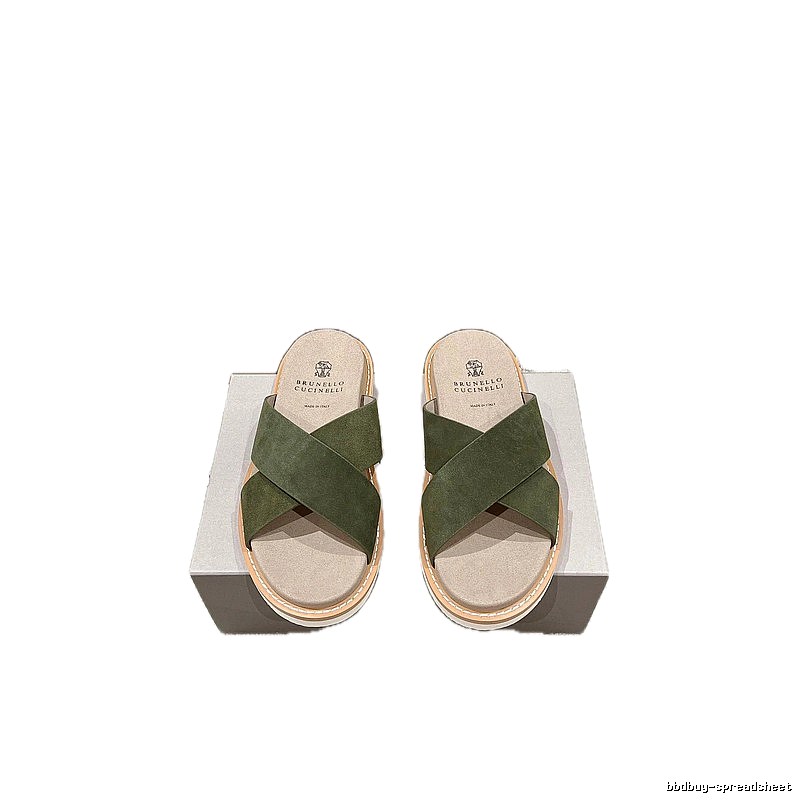 Brunello Cucinelli Casual-style Army Green Slides