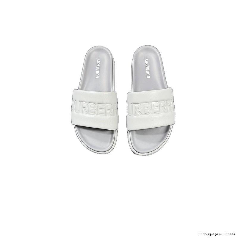 Burberry Embossed Collection Minimalist Style Light Grey Slide Sandals