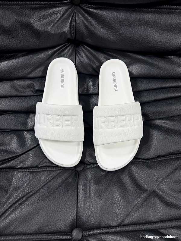 Burberry Embossed Minimalist Style White Slides
