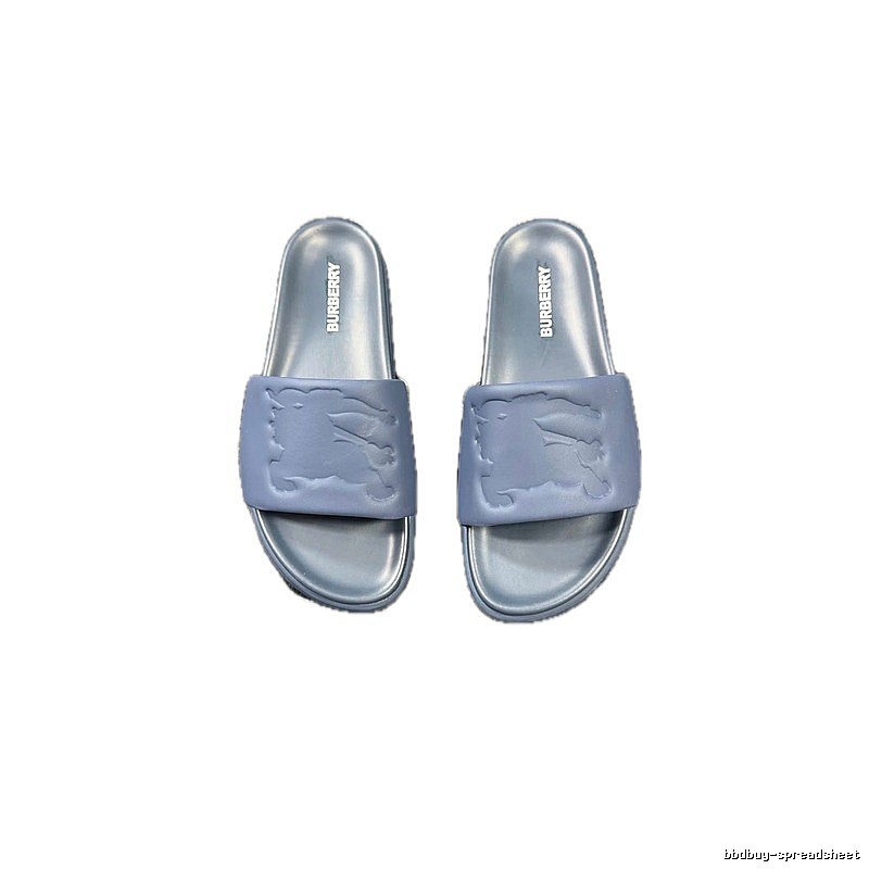Burberry Equestrian Knight Collection Minimalist Grey-Blue Slide Sandals