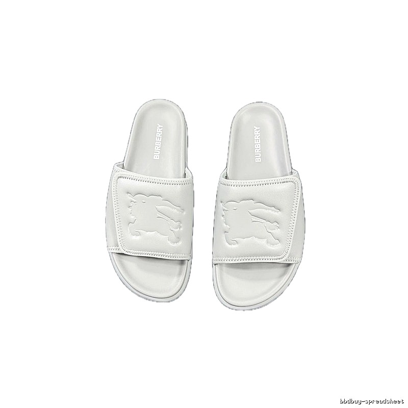 Burberry Equestrian Knight Collection Minimalist Style Light Grey Slide Sandals