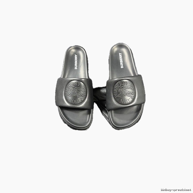 Burberry Knight-Embossed Minimalist Black Slide Sandals