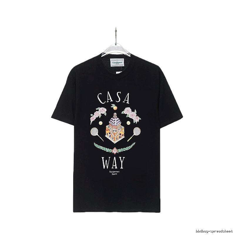Casablanca Print Retro Style Black T-shirt