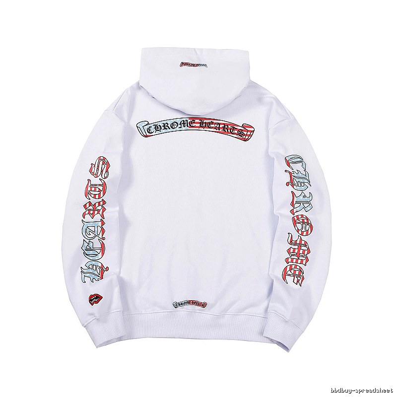 Chrome Hearts 2088-78 White Cross Graphic Hoodie Logo Detail