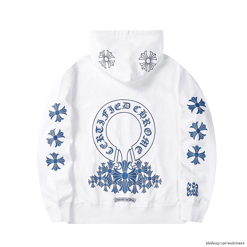 Chrome Hearts 2088-82 White Cross Graphic Hoodie Relaxed Styling