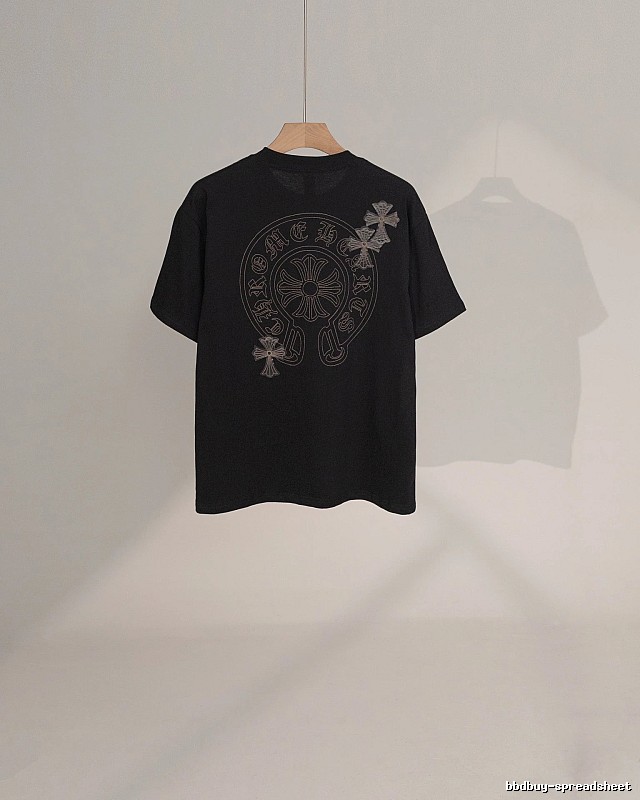 Chrome Hearts Cross Embroidered Street Style Black Short-Sleeve T-Shirt