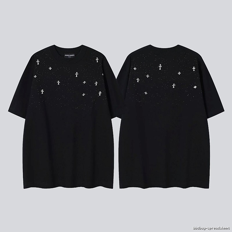 Chrome Hearts Cross Embroidered Street Style Black Short-sleeve T-shirt