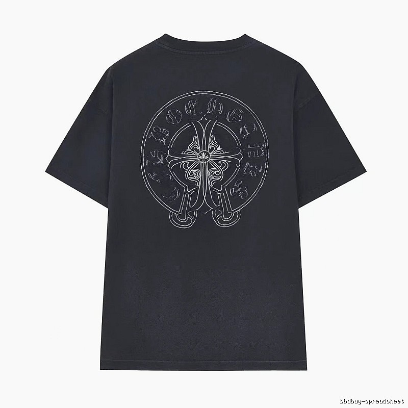 Chrome Hearts Cross Embroidered Street Style Black T-Shirt