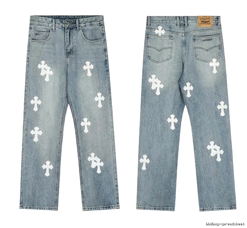 Chrome Hearts Cross Light Blue Jeans