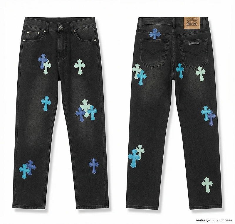 Chrome Hearts Cross Trendy Cool Black Jeans