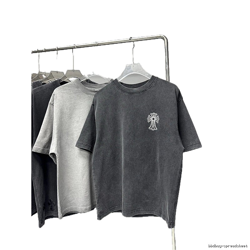 Chrome Hearts Cross Vintage Distressed Charcoal Grey T-Shirt
