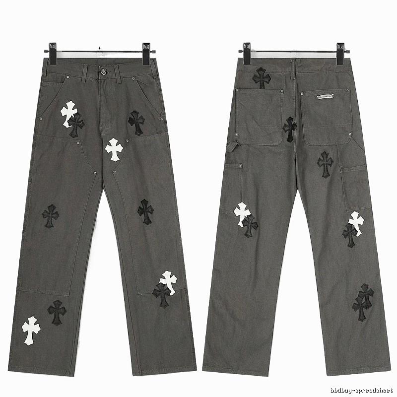 Chrome Hearts Cross Workwear Style Grey Pants