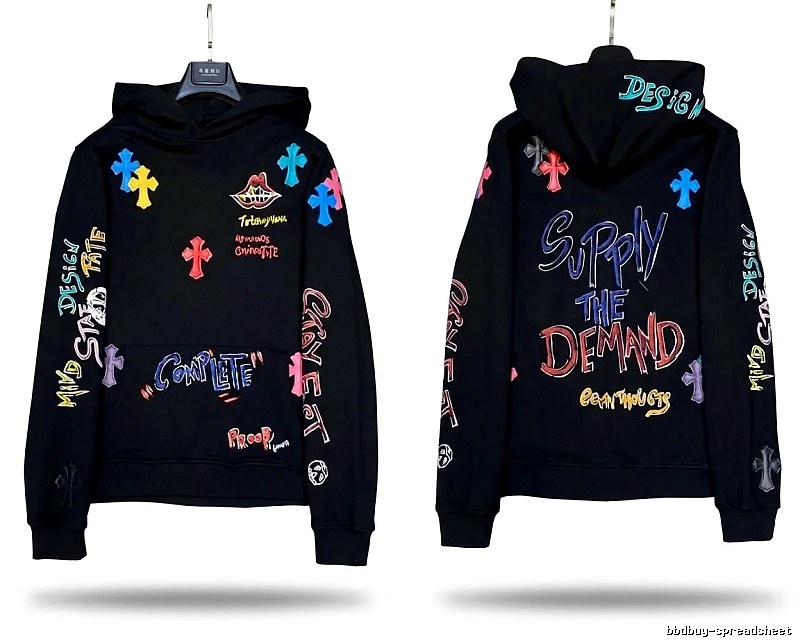 Chrome Hearts Graffiti Trendy Black Hoodie