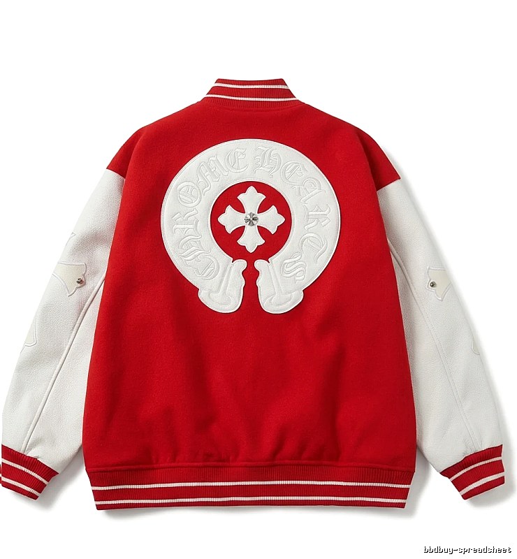 Chrome Hearts Retro Red and White Baseball Jacket