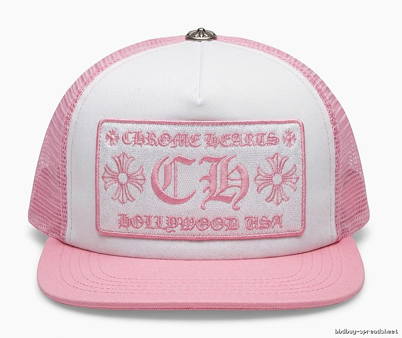 Chrome Hearts Retro Style Pink and White Hat