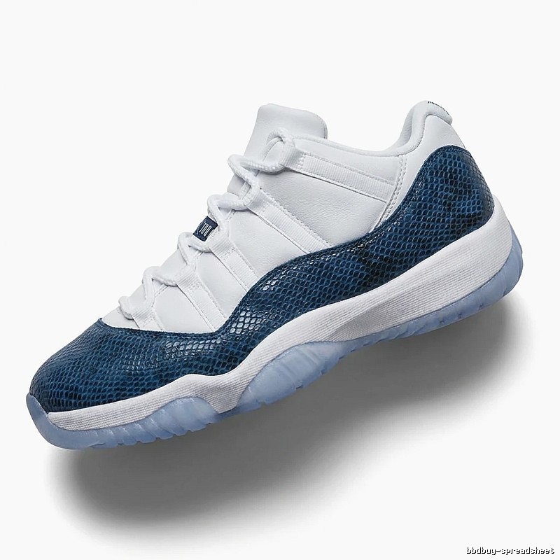 Classic blue and white Air Jordan 11 sneakers.