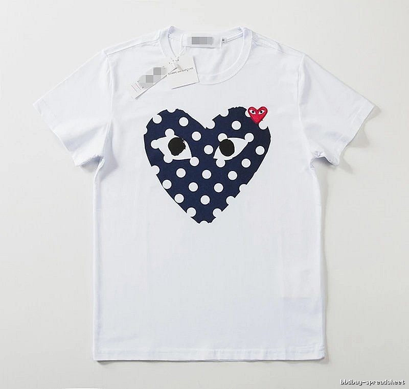 Comme des Garcons PLAY 2021-17 Blue Style 2117 Heart Logo T-Shirt Weekend Wear