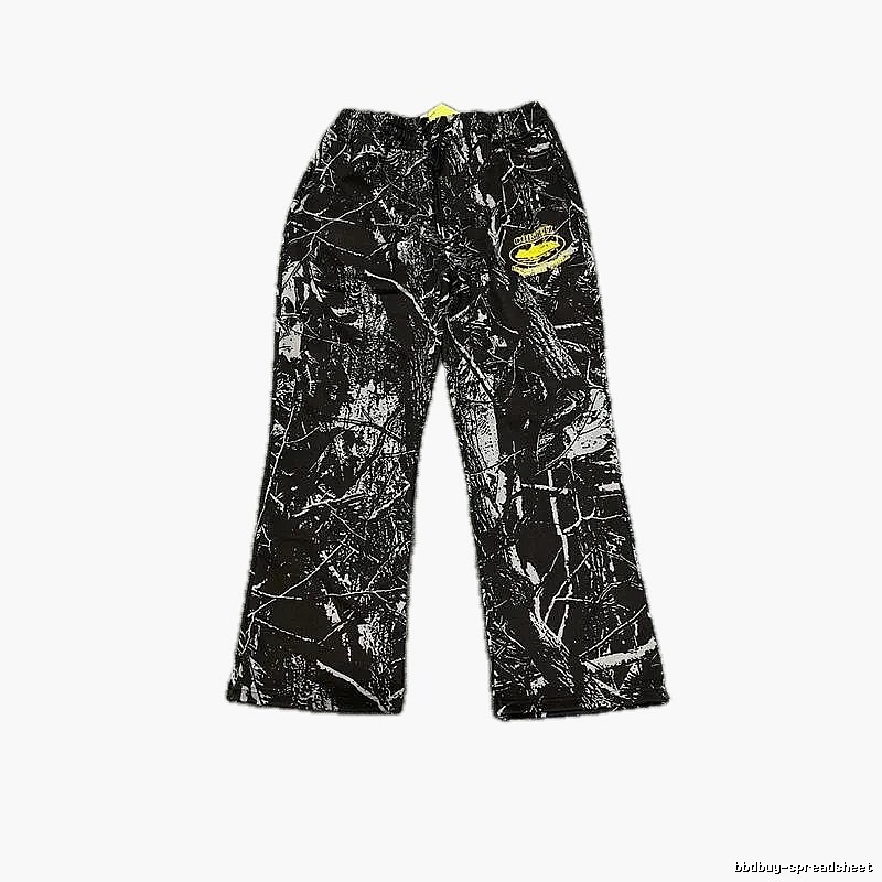 Corteiz graffiti-style black long trousers
