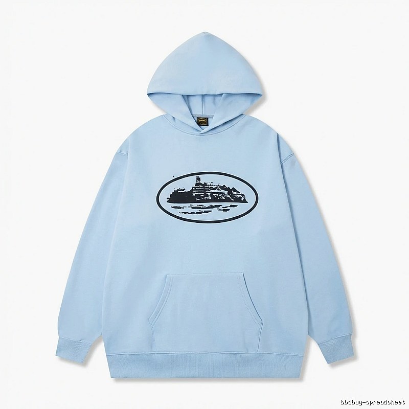 Corteiz Print Minimalist Light Blue Hoodie