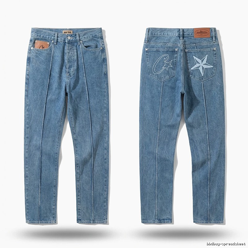 Corteiz star embroidery denim blue jeans