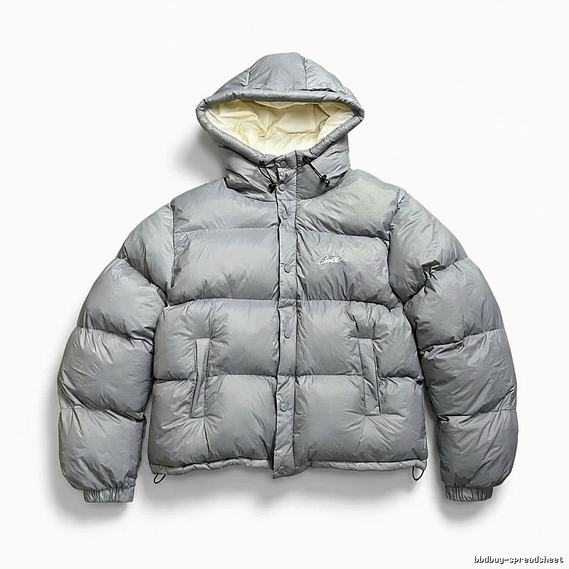 Corteiz trendy and cool style grey down jacket