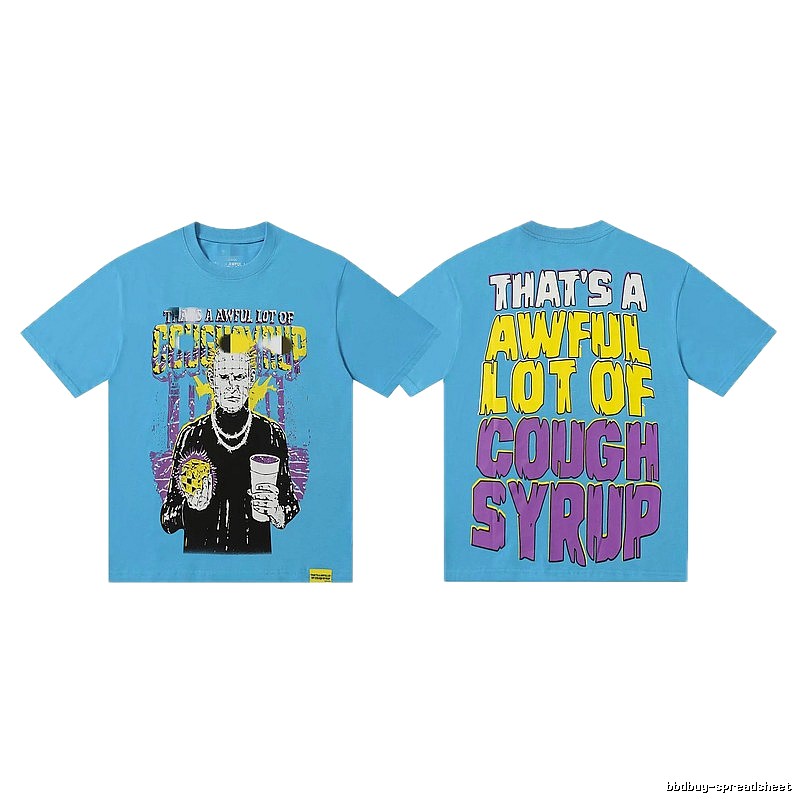 COUGH SYRUP Character Print Street Style Light Blue Short Sleeve T-Shirt