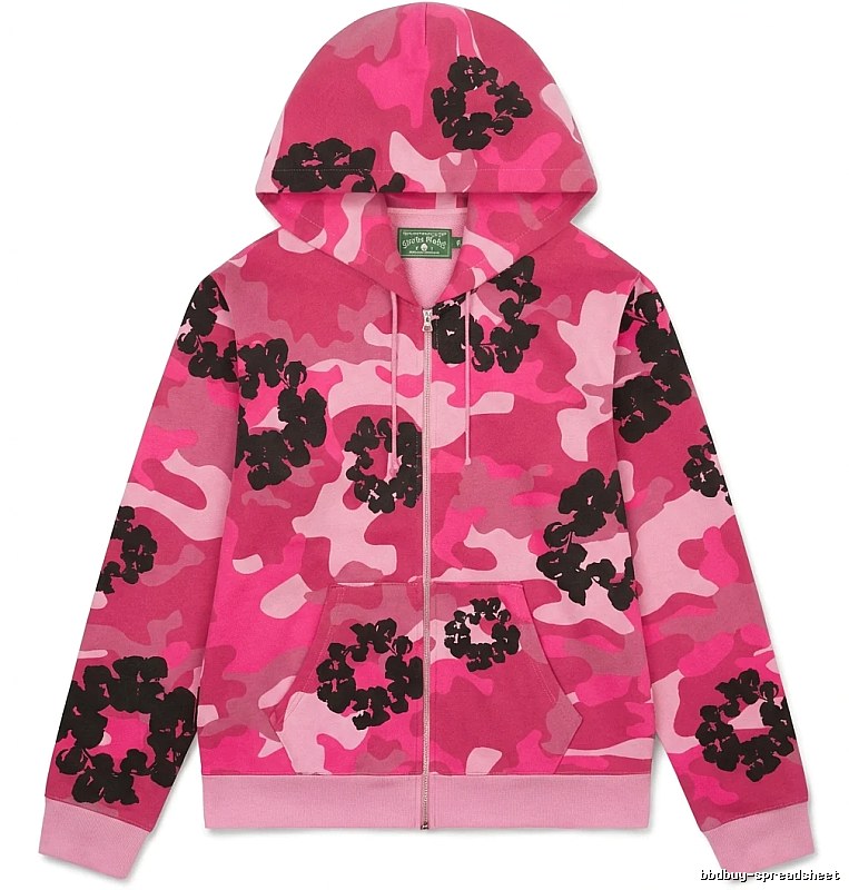DENIM TEARS camouflage print pink hoodie