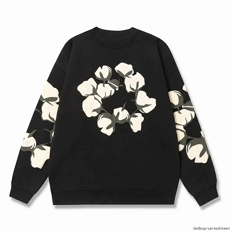DENIM TEARS Cotton Printed Black Sweatshirt