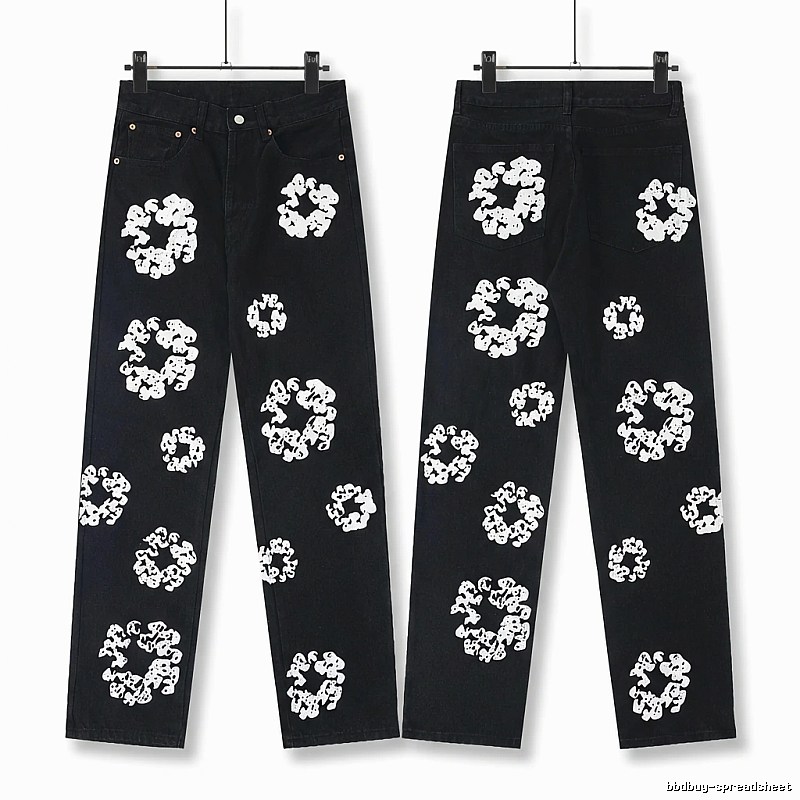 DENIM TEARS Printed Retro-Style Black Pants