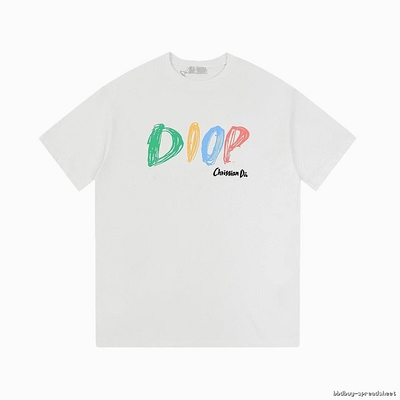 Dior Colorful Graffiti Casual Style White Short-sleeve T-Shirt