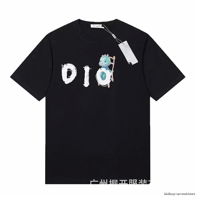 Dior Dinosaur Print Trendy Black Short-sleeve T-shirt