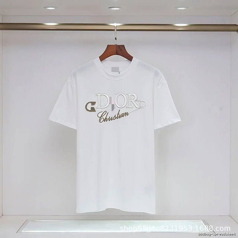 Dior Embroidered Light Luxury Style White Short-sleeve T-shirt