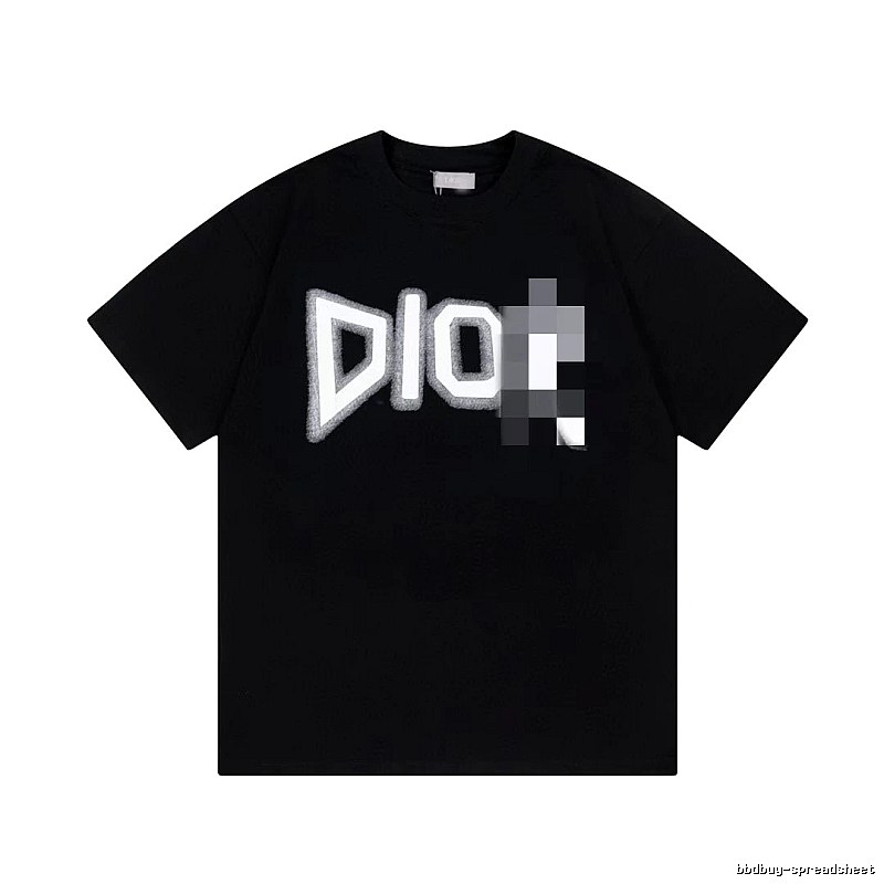 Dior Flocked Letter Street Style Black T-Shirt
