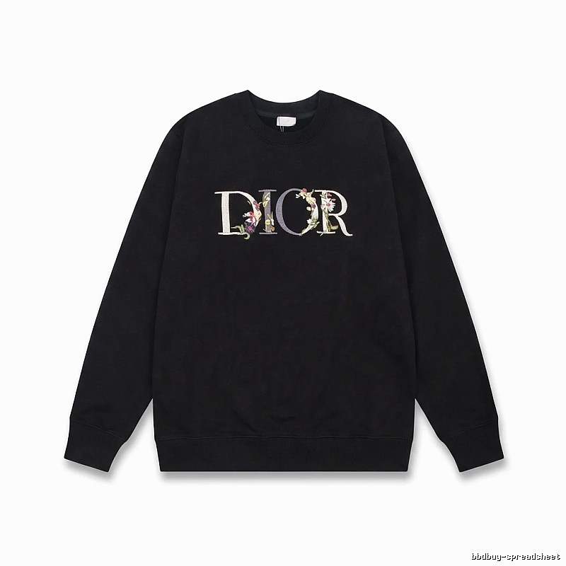 Dior Floral Alphabet Style Black Sweatshirt