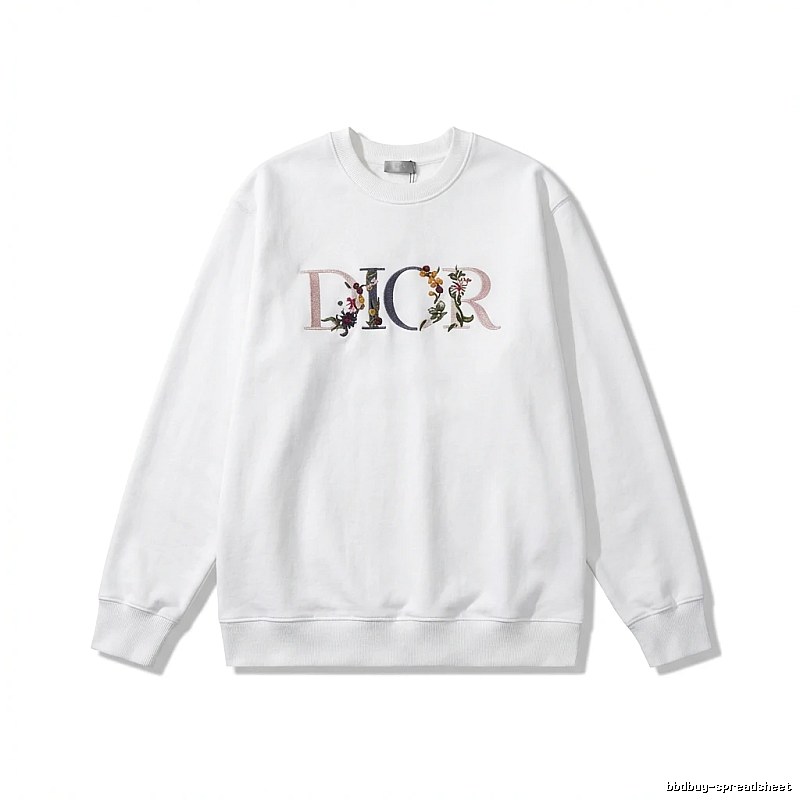 Dior floral embroidery style white sweatshirt