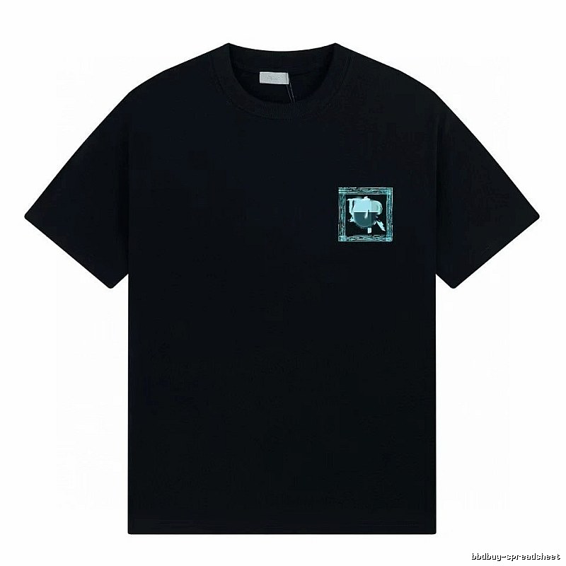 Dior Frame Print Trendy Style Black Short-sleeve T-shirt