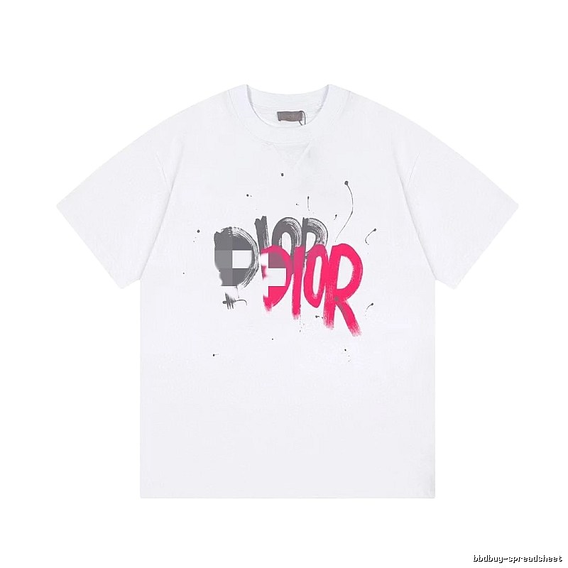 Dior Graffiti Street Style White Short-Sleeve T-Shirt